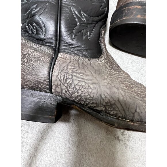 Vtg Alberta Boot Company Gray Black Leather Cowboy Boots 8.5 EE Mens Western - Picture 4 of 16